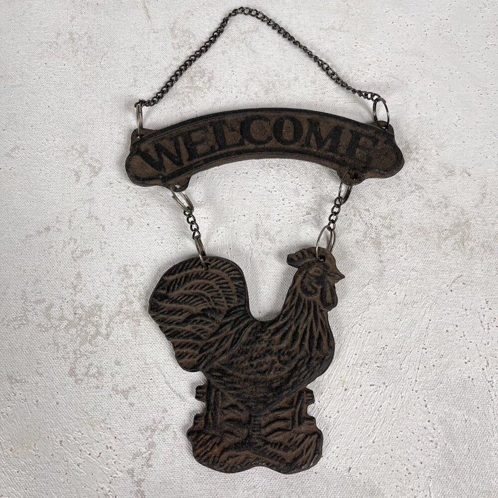 Cast‎ Iron Rooster Welcome Sign